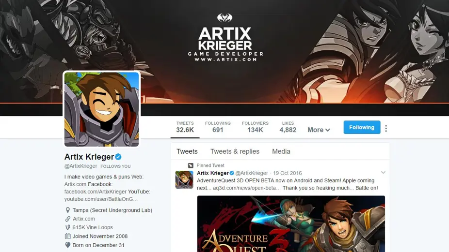 AQ3D Artix Twitter