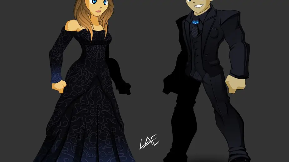 Dage wedding dress and suit in AdventureQuest Worlds