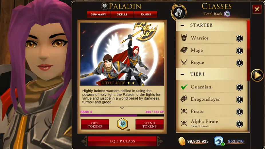 New AdventureQuest 3D Class UI