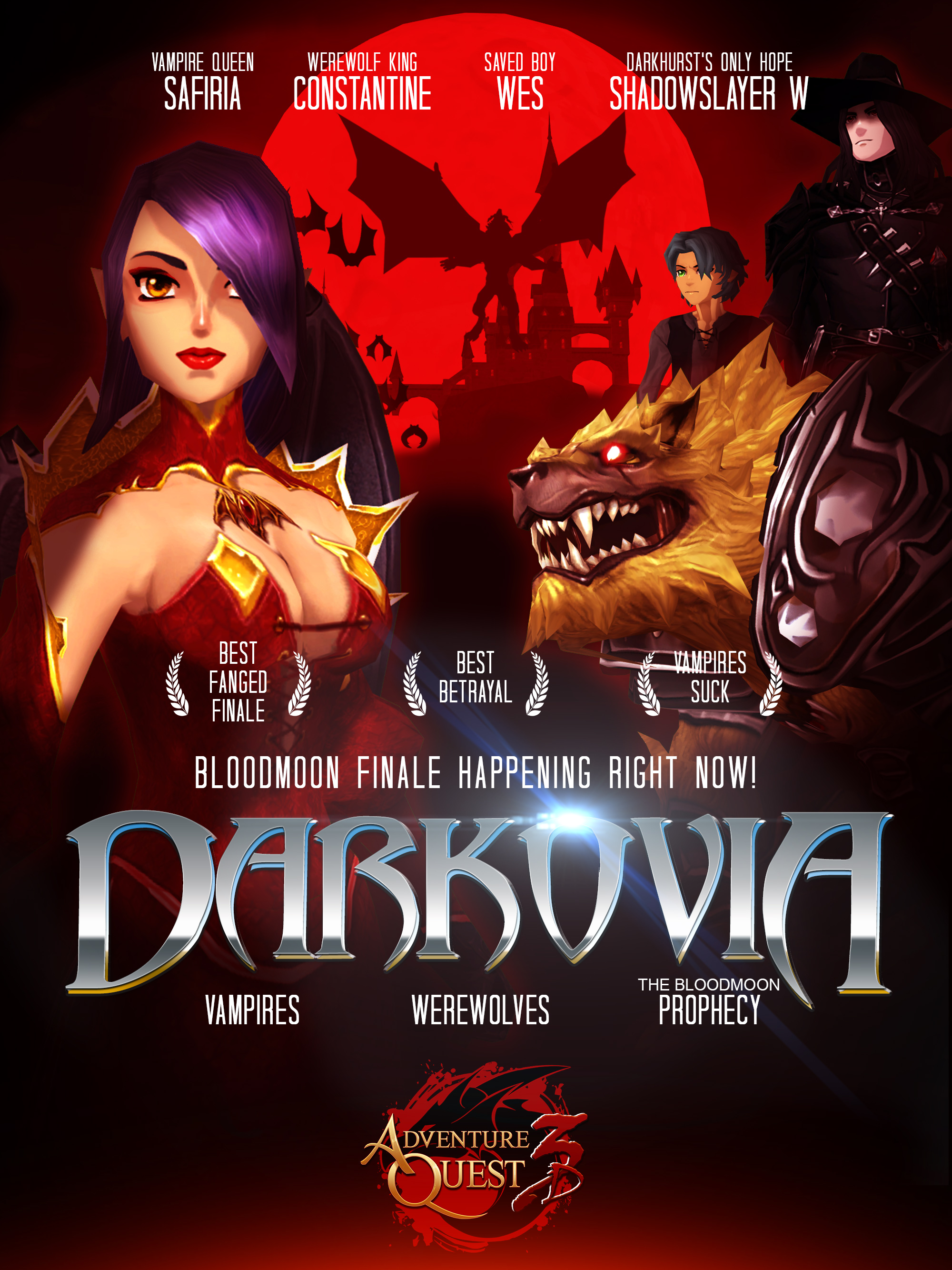 AdventureQuest 3D Darkovia Poster with Safiria and Constantine