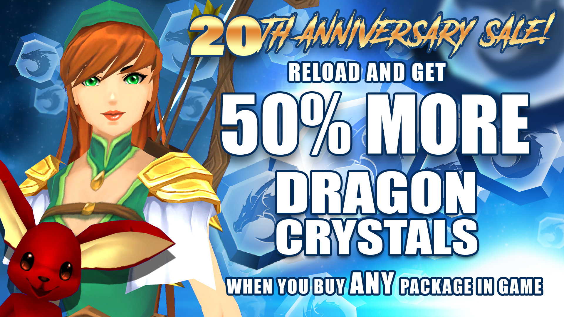 Celebrate our 20th Anniversary with 50% more Dragon Crystals!